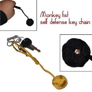 P 00108. Large Monkey Fist Self Defense Keychain  Mustard Yellow. ninja weapon steel chain link martial arts self defence defense PantTD : Martial Arts Ball Bearing Nunchakus : Sports & Outdoors
