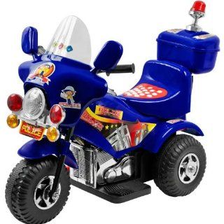 Blue OR black color sent ar random  Police Chopper Kids Electric Ride on Motorcycle Power 3 Wheels Toys & Games