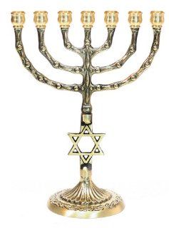 Star of David Seven 7 Branch Temple Menorah H:10.2"/26cm   Large Cups : Candelabras : Everything Else