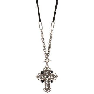 1928 Jewelry Black Angel Pewter Tone Cross Necklace as seen on Katerina Graham: Pendant Necklaces: Jewelry