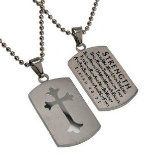 Christian Mens Silver Stainless Steel Abstinence "Strength   Those Who Wait Upon the Lord Shall Renew Their Strength. They Shall Mount up with Wings As Eagles; They Shall Run and Not Be Weary, and They Shall Walk and Not Faint   Isaiah 40:31" Cha