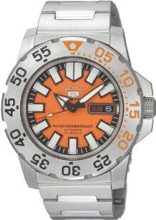 Seiko Men's SNZF49 Seiko 5 Automatic Orange Dial Stainless Steel Bracelet Watch: Seiko: Watches