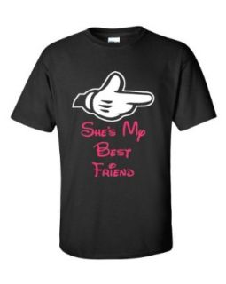She's My Best Friend Adult Black T Shirt Tee: Clothing