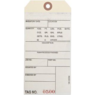 Aviditi G15021 10 Point Cardstock #8 2 Sided Carbonless Inventory Tag, "Number 0500 0999", 6 1/4" Length x 3 1/8" Width, White/Manila (Case of 500): Industrial & Scientific