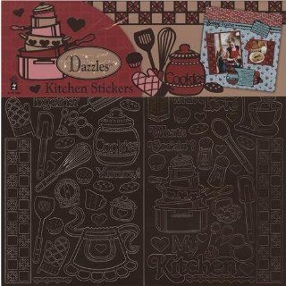 Hot Off The Press Scrapbooking Dazzles Stickers: Kitchen Brown