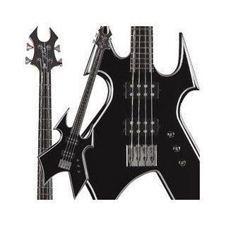 BC Rich Trace Warbeast Electric Bass Guitar, Onyx with Silver Pinstripes TWBSTBO: Musical Instruments