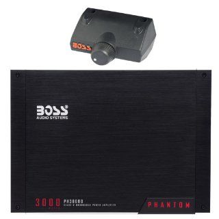 BOSS Audio PH3000D Phantom 3000 watts Monoblock Class D 1 Channel 1 Ohm Stable Amplifier with Remote Subwoofer Level Control : Vehicle Mono Subwoofer Amplifiers : Car Electronics