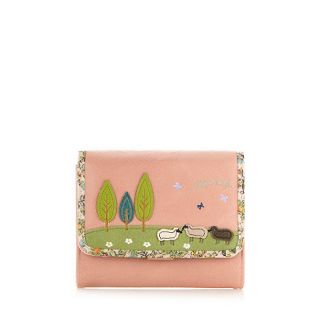 Mantaray Pink sheep embroidered floral purse
