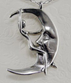A Slightly Naughty Woman on the Moon in Sterling Silver Made in America: The Silver Dragon: Jewelry
