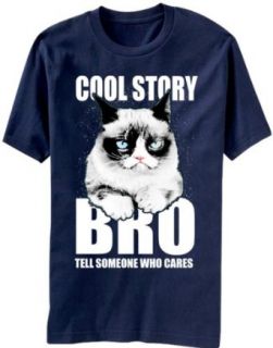 Grumpy Cat Tell Someone Who Cares Men's Navy Blue T Shirt: Clothing