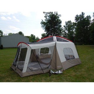 Wenzel Klondike 16 X 11 Feet Eight Person Family Cabin Dome Tent (Light Grey/Taupe/Red) : Camping : Sports & Outdoors