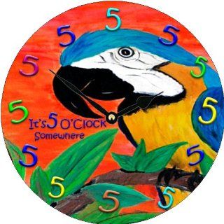 It 5 O Clock Somewhere Parrot Head Wall Clock  