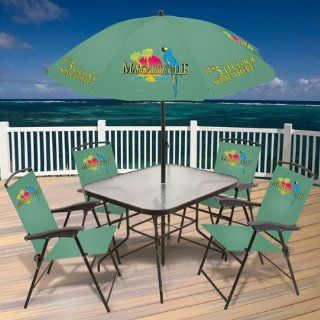 6 Pc Outoor Patio Set Folding Chairs Margaritaville Jimmy Buffet's " It's 5 O'clock Somewhere" : Outdoor And Patio Furniture Sets : Patio, Lawn & Garden