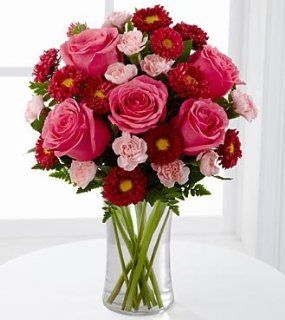 FTD Precious Heart Flower Bouquet   Roses and Carnations   11 stems with vase : Fresh Cut Format Mixed Flower Arrangements : Grocery & Gourmet Food