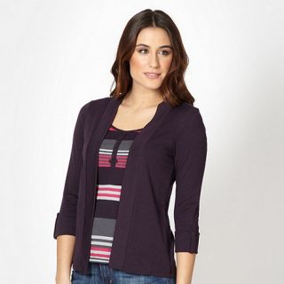 Maine New England Plum 2 in 1 striped top and cardigan