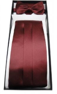 Kummerbund Einstecktuch Fliege 100% Seide Farbe Bordeaux Rot: Bekleidung