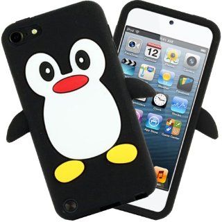 Schwarz Black Penguin Pinguin Tasche Hlle fr Apple iPod Touch 5TH 5G 5 Generation Etui Schutzhlle Silikon + Displayschutzfolie + Stylus: Elektronik