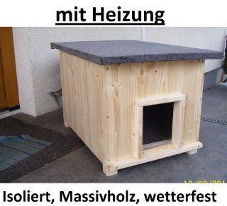 Katzenhaus kurz mit Heizung Katzenhtte Wurfkiste Hundehtte wetterfest isoliert: Küche & Haushalt