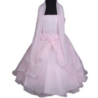 D110 Rosa Blumenmdchen Hochzeit Kommunions Kleid Festkleider Abendkleid fr Mdchen (14(Gr.110/116)): Bekleidung