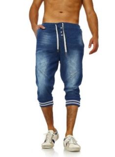 Sweatshorts Herren Shorts Sweat Kurze Jeans baggy Mnner Jogging Denim Jogginghose Capri Bermuda Hose Sporthose Sweathose Sweatpant Young & Rich blau XL: Bekleidung