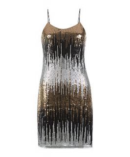 Tokyo Doll Gold Strappy Sequin Contrast Cami Dress