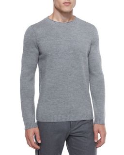 Theory Vernon Crewneck Wool Sweater, Gray