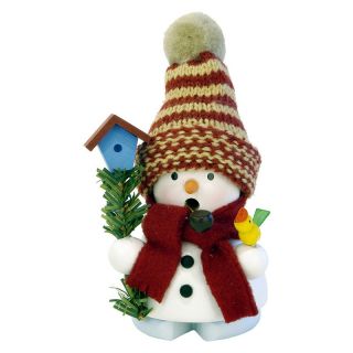 Christian Ulbricht 4.5 in. Snowman with Birdhouse Incense Burner   Incense Smokers