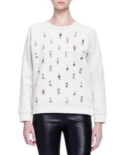 Lanvin Crystal Embroidered Jersey Sweatshirt