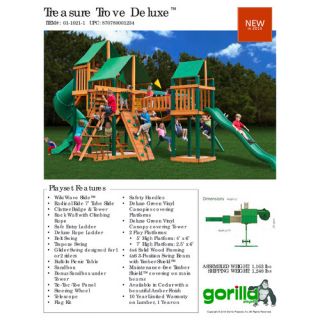 Treasure Trove Swing Set with Green Vinyl Canopy by Gorilla Playsets