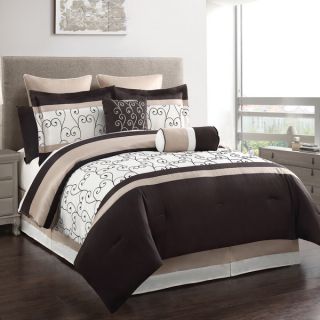 Heston 12 piece Embroidered Comforter and Sheet Set  