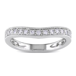 Miadora 14k White Gold 1/4ct TDW Curved Diamond Anniversary Ring (G H