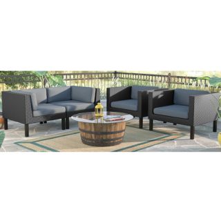 Oakland 4 Piece Deep Seating Group with Cushions by CorLiving