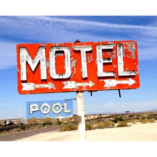 Art in Style Vintage Motel with Pool Sign Giclee Canvas Wall Artt