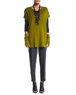 Eileen Fisher Short Sleeve Merino Jersey Tunic, Long Sleeve Jersey Cozy Tee, Twill Ankle Trousers & Merino Jersey Glovettes