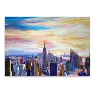 NYC Panorama with Wtc Chrysler Empire State by M Bleichner Painting