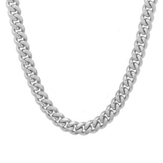 Platifina Platinum over Silver 22 inch Cuban Link Chain Necklace
