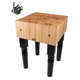 John Boos Butcher Block 24 x 18 Table with Casters and Henckels 13