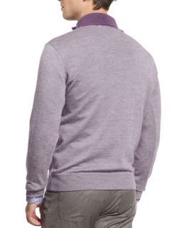 Peter Millar Textured Quarter Zip Pullover Sweater, Viola