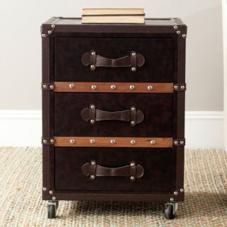 Safavieh Norman 3 Drawer Rolling Chest   Black/Brown   End Tables