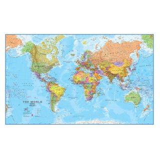 World MegaMap 1:20 Laminated Wall Map   77W x 47H in.   Educational Globes