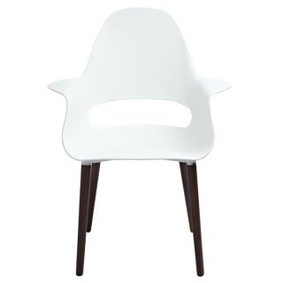American Atelier Living Conrad Brown Wooden Leg White Chair