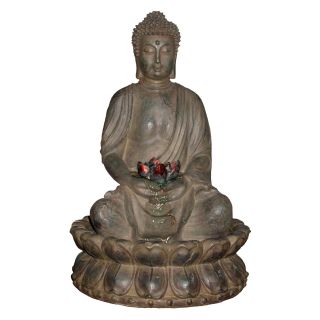 Alpine Buddha Indoor/Outdoor Fountain with LED Light   Fountains