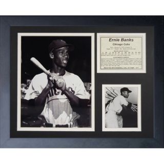Legends Never Die Ernie Banks Chicago Cubs Framed Memorabilia in Black