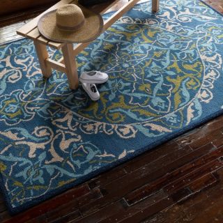 Hand hooked Tessa Ivory/ Blue Wool Rug (93 x 13)