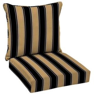 Hampton Bay Twilight Stripe with Roux Welted 2 Piece Pillow Back Outdoor Deep Seating Cushion AC30911B 9D1