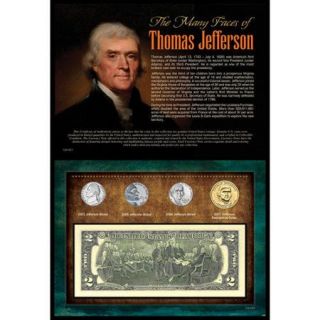American Coin Treasures Many Faces of Thomas Jefferson Coin and Currency Wall Framed Memorabilia