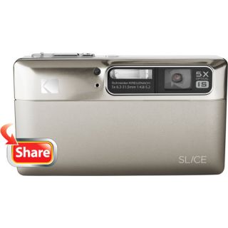 Kodak Slice Silver Nickel 14MP Digital Camera, w/ 5x Optical Zoom, 3.5" Touchscreen LCD