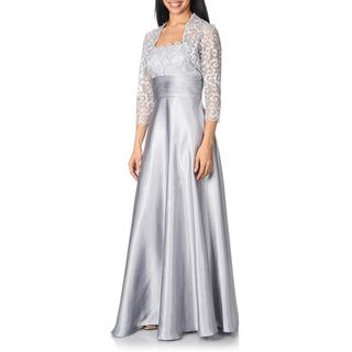 Cachet Womens Silver Lace 2 piece Gown  ™ Shopping   Top