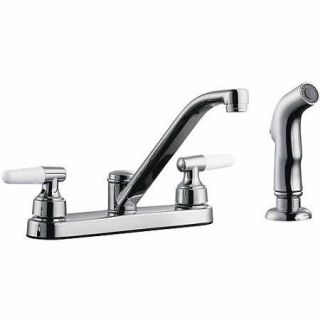 Design House 525535 Aberdeen Low Arch Kitchen Faucet with Sprayer, Polished Chrome Finish