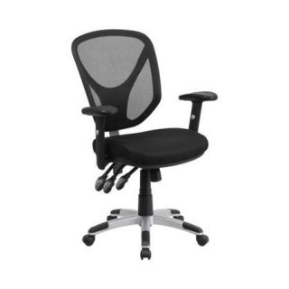 Flash Furniture Mid Back Black Mesh Swivel Task Chair with Triple Paddle Control and Height Adjustable Arms